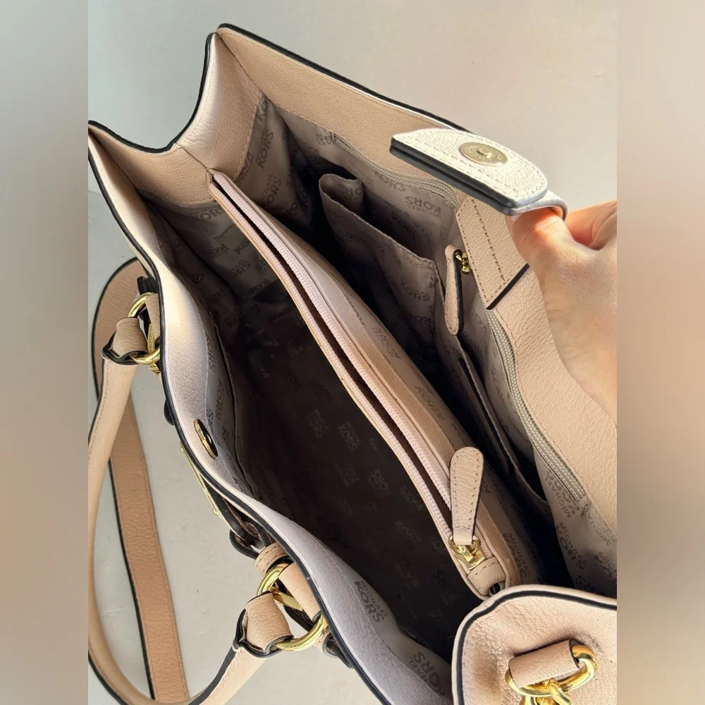 MICHAEL KORS HAMILTON Leather Pink Chain Satchel Crossbody Handbag